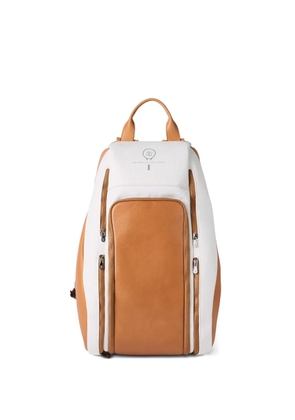 Brunello Cucinelli zip leather backpack - White