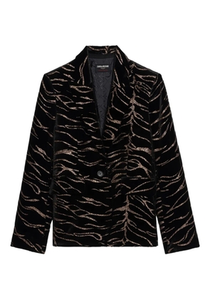 Zadig&Voltaire Vavy tiger-stripe velvet blazer - Black