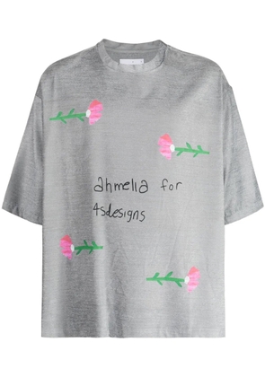 4SDESIGNS graphic-print drop shoulder T-shirt - Grey
