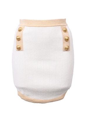 Balmain Pre-Owned button knitted mini skirt - White