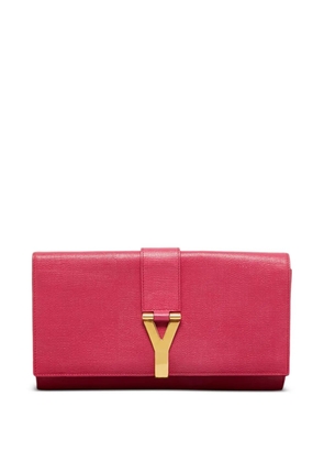 Saint Laurent Pre-Owned leather logo clutch bag - Pink