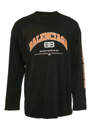 Balenciaga Pre-Owned logo distressed longsleeved top - Black