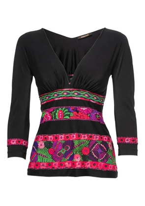 Roberto Cavalli Vintage 2023 floral-embroidered top - Black