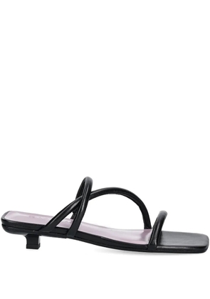 BY FAR 35mm leather-wrapped kitten-heel slides - Black