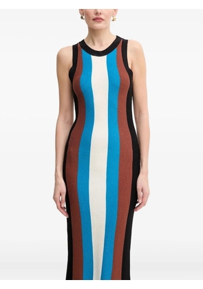 Silvian Heach striped-pattern fringe maxi dress - Blue