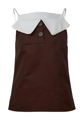 SHUSHU/TONG fan-shaped turn-down collar camisole top - Brown