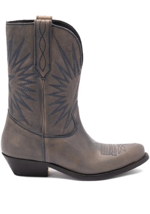 Golden Goose star-embroidered leather boots - Grey