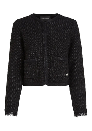 Karl Lagerfeld tweed frayed jacket - Black