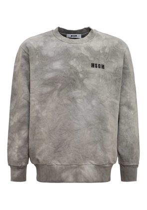 MSGM tie-dye print logo-embroidered sweatshirt - Grey
