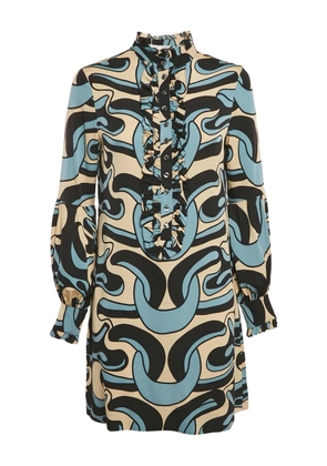 DVF Diane von Furstenberg abstract-print ruffle-front dress - Blue