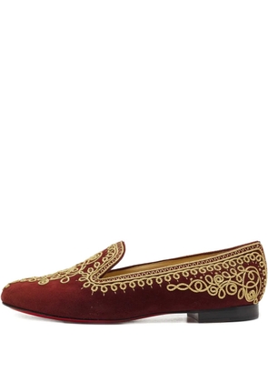 Christian Louboutin Pre-Owned embroidered suede loafers