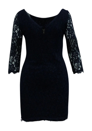 DVF Diane von Furstenberg lace three-quarter sleeve mini dress - Blue