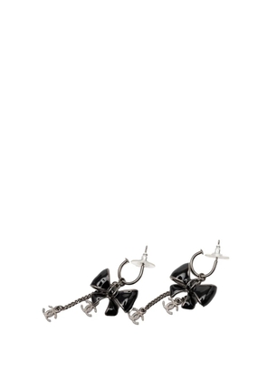 CHANEL Pre-Owned 2009 Enamel CC Bow Ribbon Fishhook Wires Earrings costume earrings - Black