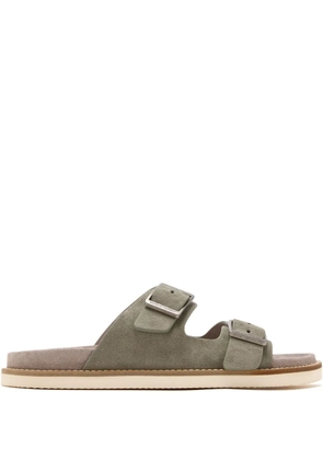 Brunello Cucinelli double-buckle suede sandals - Green