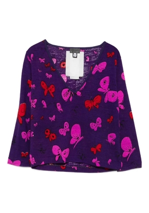 Versace Pre-Owned 2000s butterfly-patterned wool sweater - Purple