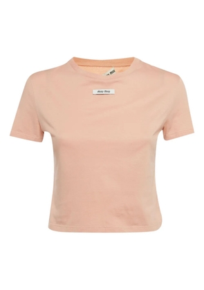 Miu Miu Pre-Owned logo-patch T-shirt - Neutrals