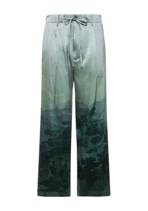 Pierre-Louis Mascia landscape-print drawstring-waist trousers - Blue
