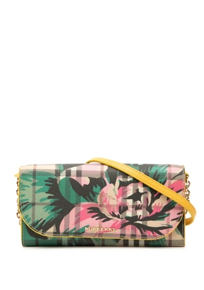 Burberry Pre-Owned 2000-2017 Haymarket Check Floral Coated Canvas and Leather Izzy Wallet on Chain crossbody bag - Brown