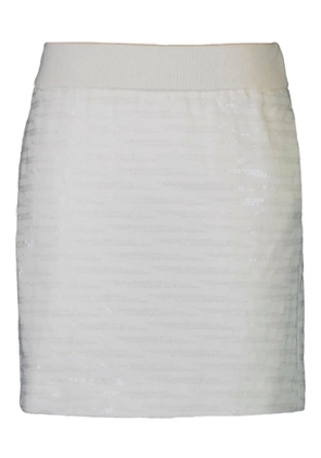 Peserico sequin striped mini skirt - White
