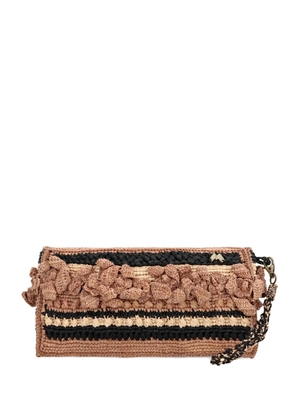 MADE FOR A WOMAN Tanala raffia-crochet striped clutch - Neutrals
