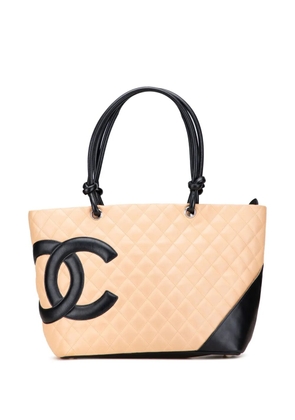 CHANEL Pre-Owned 2004-2005 Large Quilted Lambskin Cambon Ligne tote bag - Brown