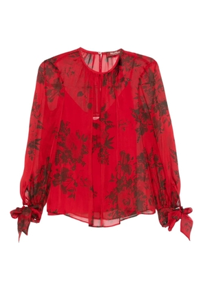 Max Mara floral-print tie-cuff blouse - Red