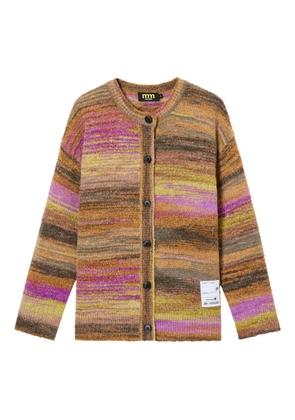 Mini Cream striped buttoned cardigan - Brown