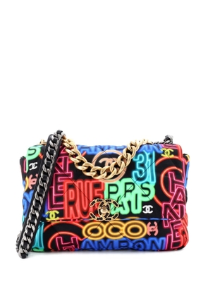 CHANEL Pre-Owned 19 Flap Bag Quilted Graffiti Print Fabric Medium crossbody bag - Multicolour