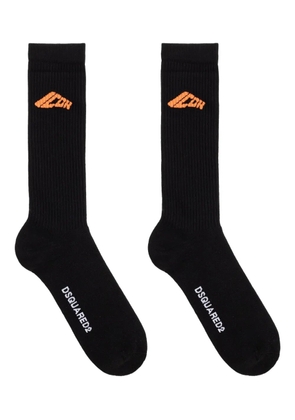 DSQUARED2 logo-embroidered ribbed socks - Black
