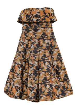 Amsale printed pleated dress - Orange