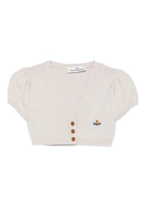 Vivienne Westwood puff-sleeve Orb cropped cardigan - White