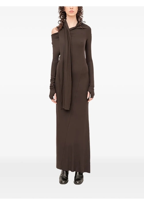Andrea Ya'aqov scarf-detail long-sleeve maxi dress - Brown