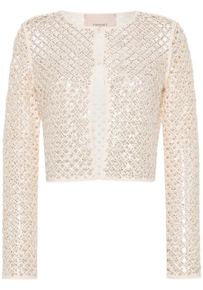 TWINSET beaded mesh cardigan - Neutrals
