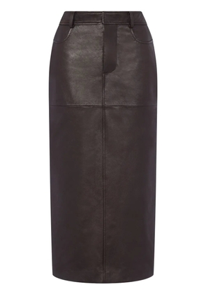 Moschino pencil leather midi skirt - Brown
