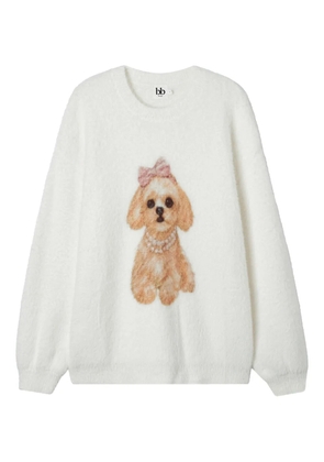 b+ab dog-graphic sweater - White
