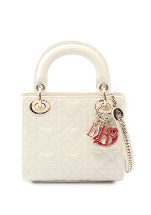 Christian Dior Pre-Owned 2021 Mini Lambskin Cannage Heart Lady Dior handbag - White