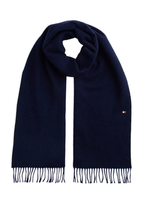 Tommy Hilfiger herringbone-fringed scarf - Blue