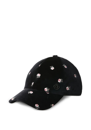 Maison Michel floral-embroidered hat - Black