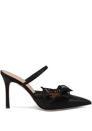 Malone Souliers Cecile bow-detail ruffled mules - Black