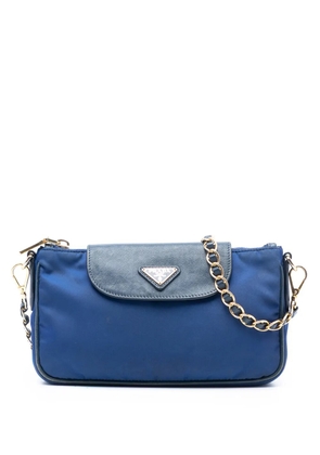 Prada Pre-Owned 2000-2013 Saffiano Trimmed Tessuto Chain crossbody bag - Blue