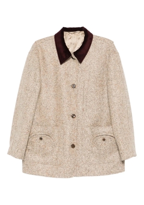 Blazé Milano Clelia corduroy-collar wool jacket - Neutrals