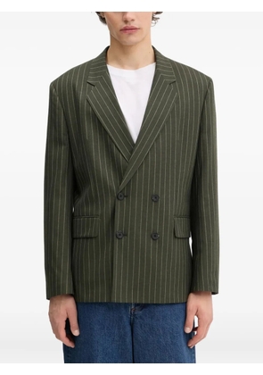 HUGO pinstripe double-breasted blazer - Green