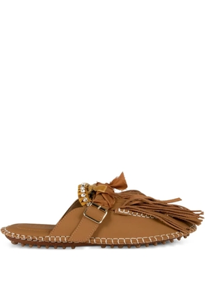 13 09 SR fringed mules - Brown