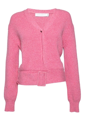 Victoria Beckham 2024 ribbed belted cardigan - Pink
