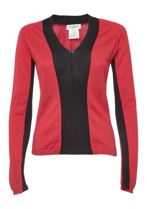 Givenchy Pre-Owned panelled V-neck sweater - Red
