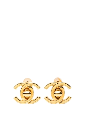 CHANEL Pre-Owned 1995 Gold Plated CC Turn Lock Clip on Earrings costume earrings