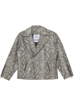 Won Hundred snakeskin-print leather jacket - Grey
