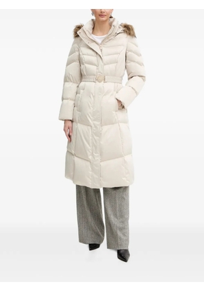 GUESS USA fur hooded belted jacket - Neutrals