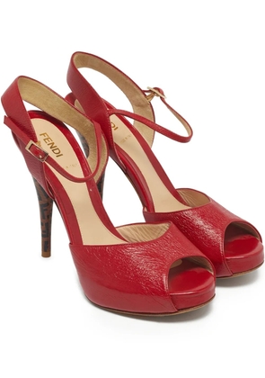 Fendi Pre-Owned peep-toe leather sandals - Red