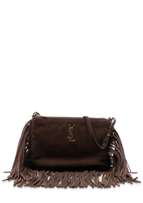 Saint Laurent Pre-Owned 2015 Suede Monogram Fringe crossbody bag - Brown